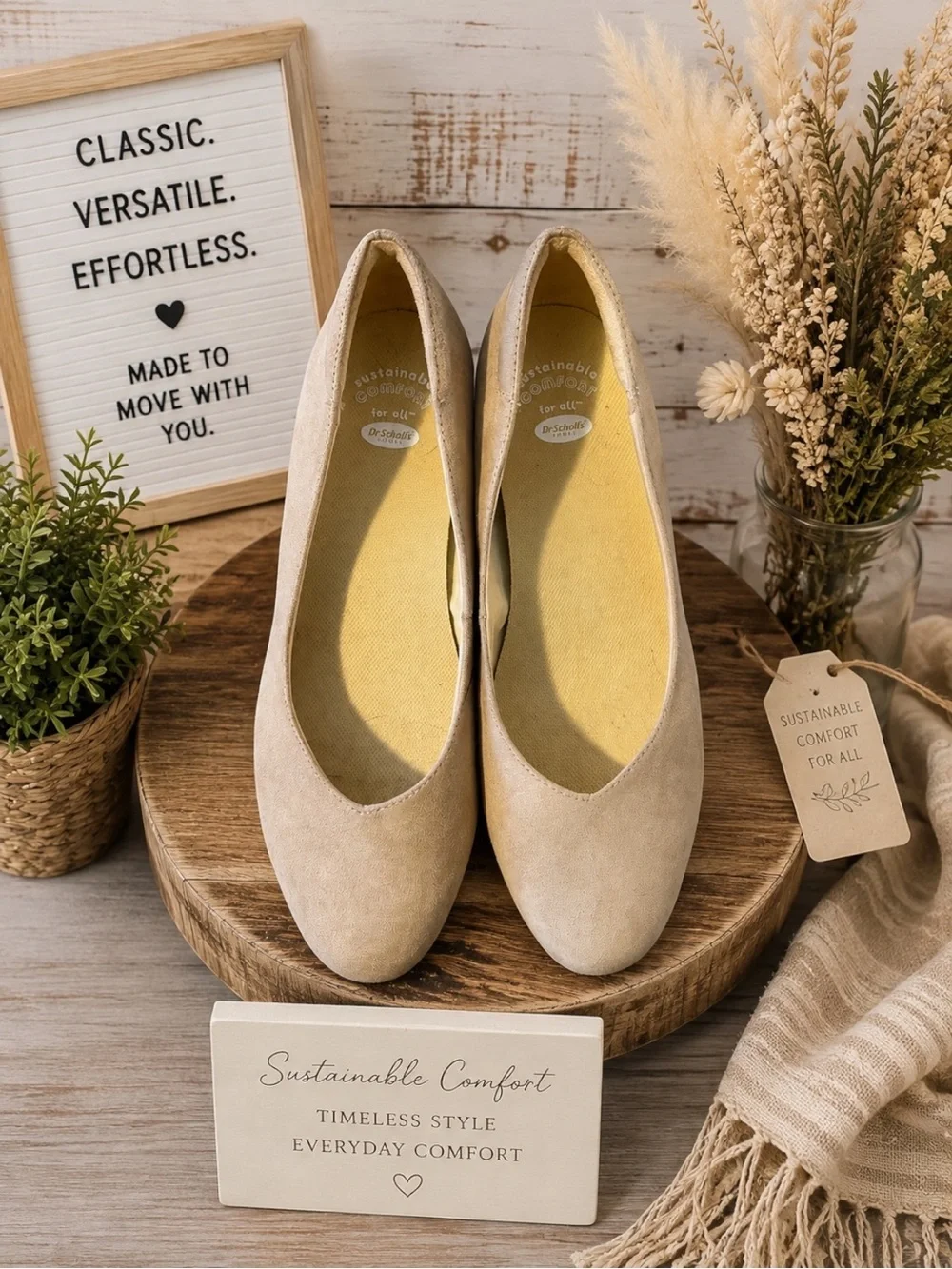 Dr. Scholl’s Women’s Beige Suede Wedge Comfort Shoes